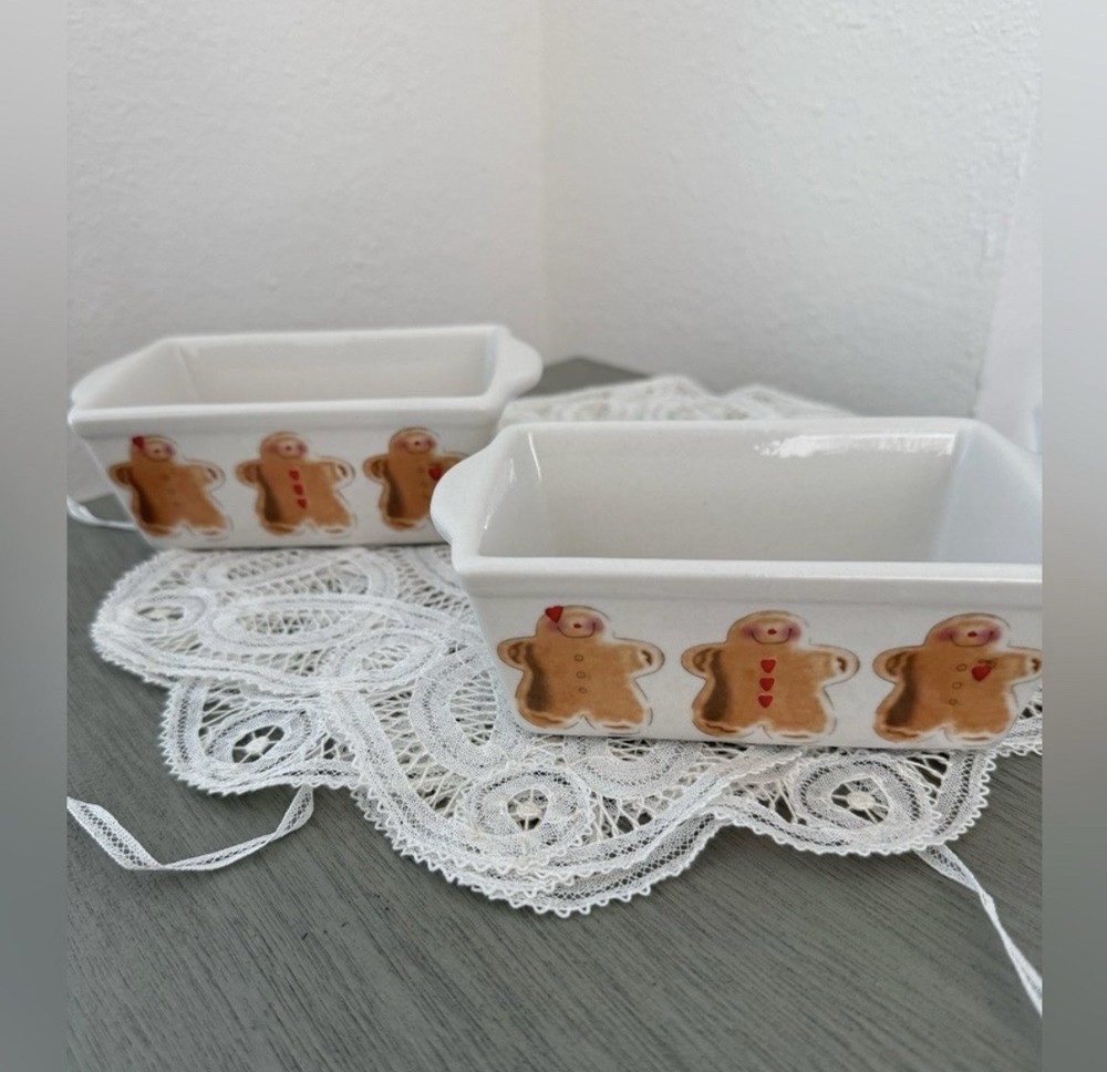 ceramic rectangular Gingerbread cottagecore baking cozy kitchen Mini Loaf Pans