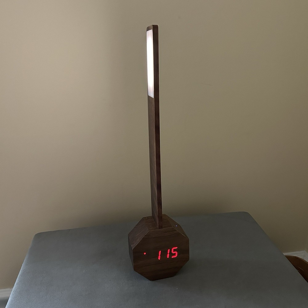 Gingko Octagon One Plus Alarm Clock Light Natural Walnut