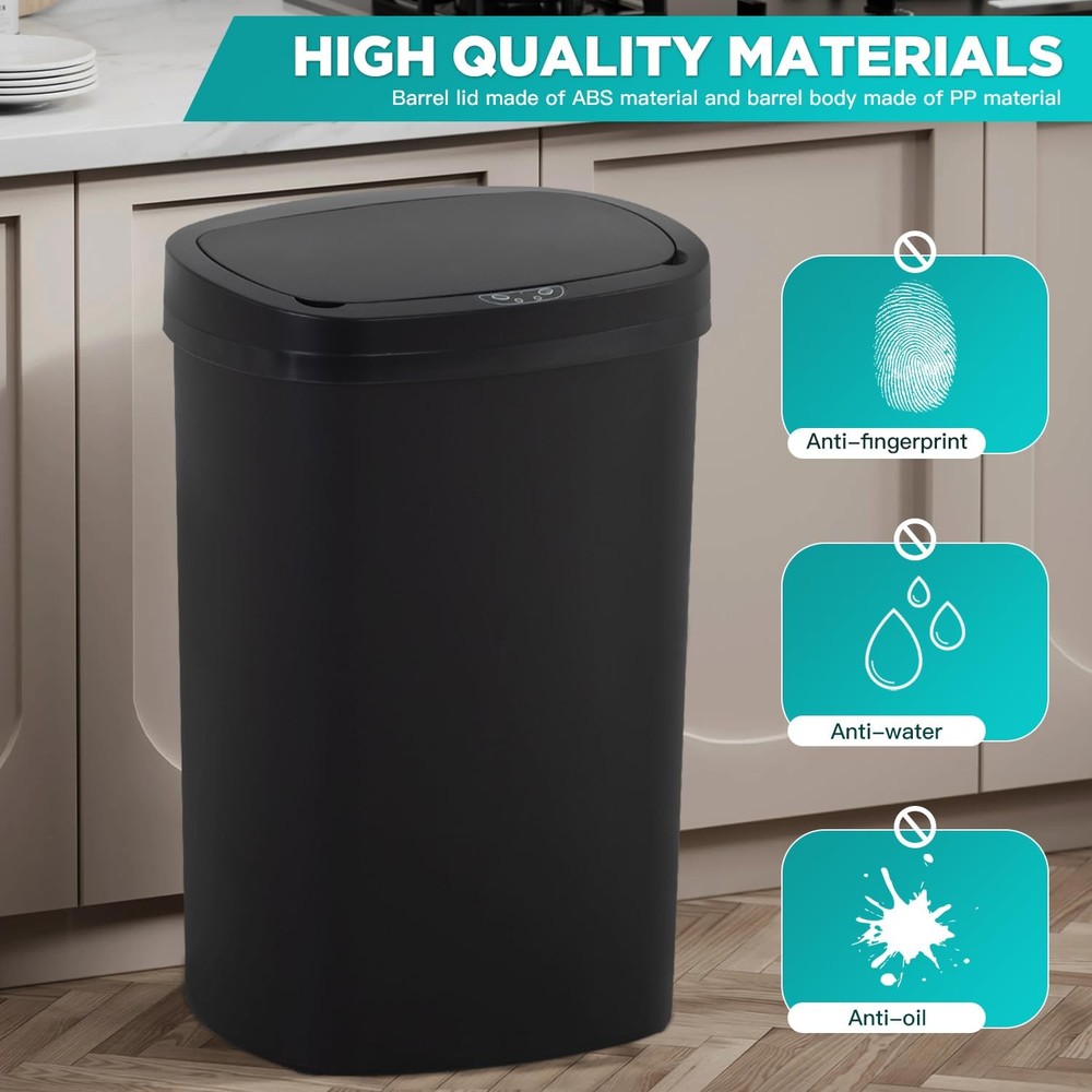 13 Gallon Trash Can Kitchen Trash Can Automatic Garbage Can with Lid Touch Free