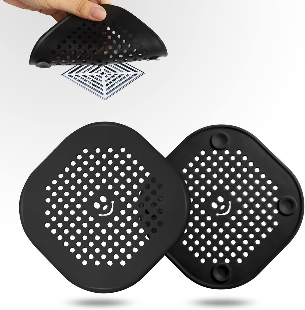 Modern Silicone Hair Stopper with Suction Cup - 2 Pack Shower Drain Solution