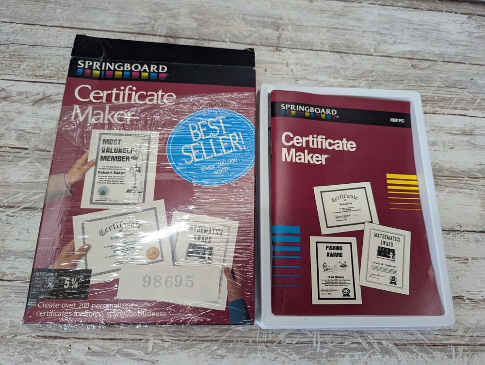 Vintage Springboard Certificate Maker IBM Tandy and compatibles