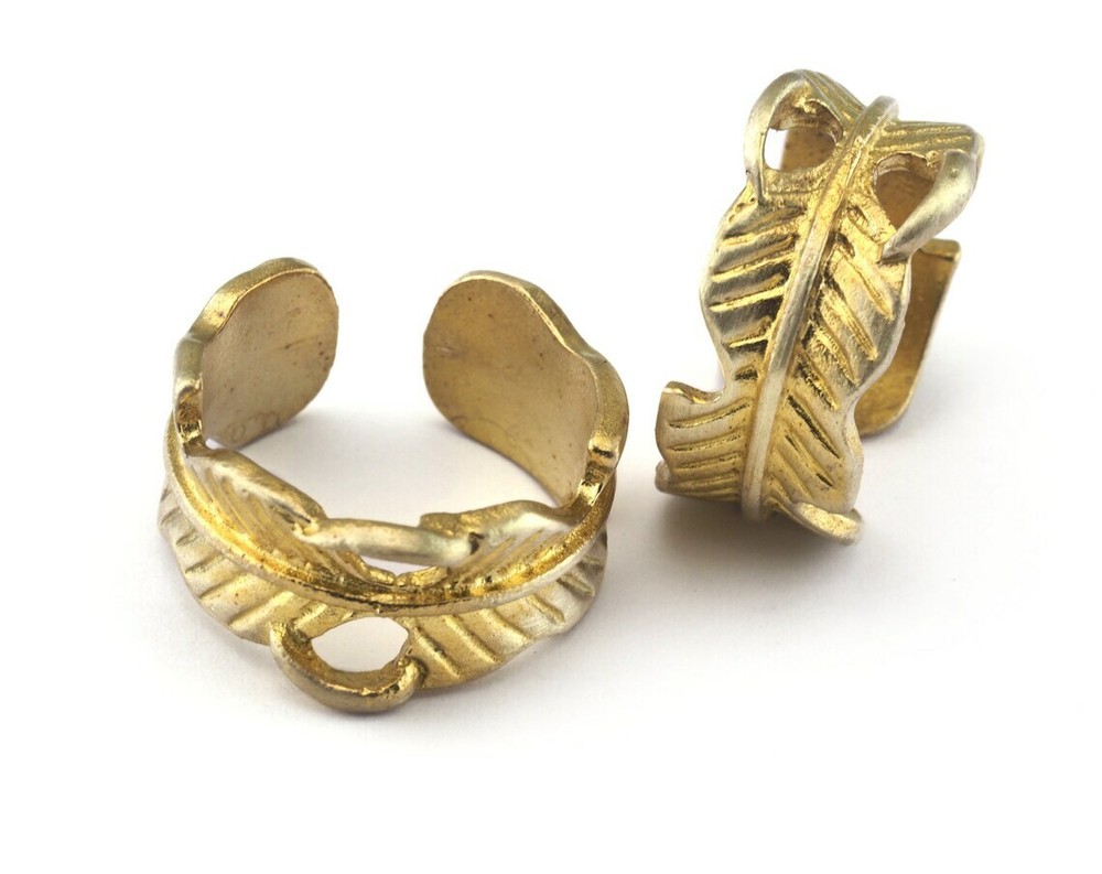 Leaf Ring Adjustable Raw brass (18.5mm 8.5US inner size) 2704