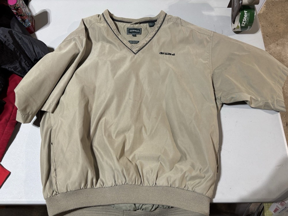 Bolle Golf Mens Medium Polyester Jacket Windbreaker Water Wind Resistant Beige