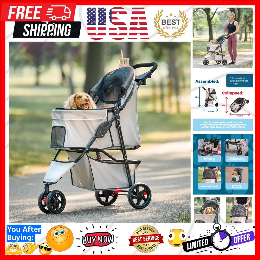 Stroller, Includes 360 Degree Front Wheel Swivel, Rear Wheel Breaks, Reflecti...