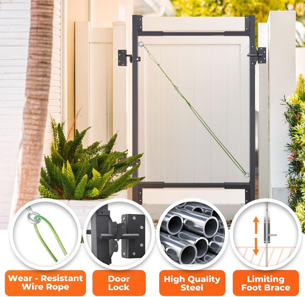 Adjustable Heavy Duty Wood Fence Gate Kit 36"-72" - Complete Hardware Set