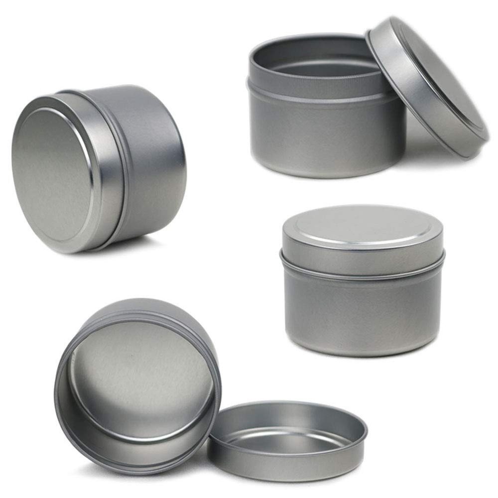 EricX Light Candle Tin 24 Piece, 4 oz, for Candle Making silver