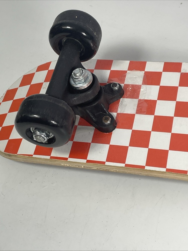 Mini Beginner 17” Black Wood Plaid Bottom Skateboard Black Wheels