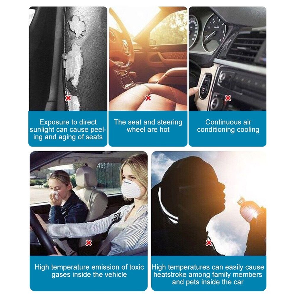 5x Car Window Sun Shades - Side/Rear Windshield Covers | UV & Heat Blocking Set