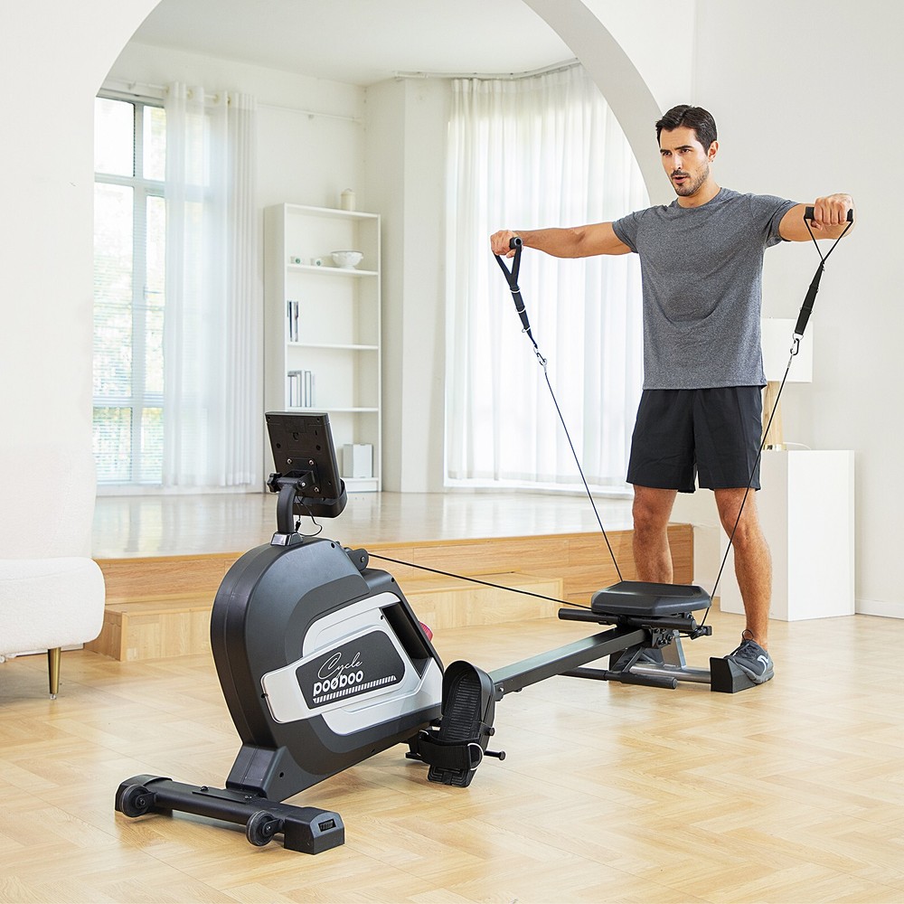 Pooboo Indoor Folding Exercise Rowing Machine with 16 Level Magnetic Resistance