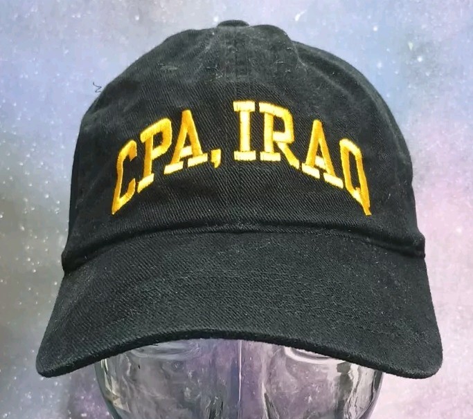 Coalition Provisional Authority CPA Iraq Hat Embroidered Black Adjustable Cap