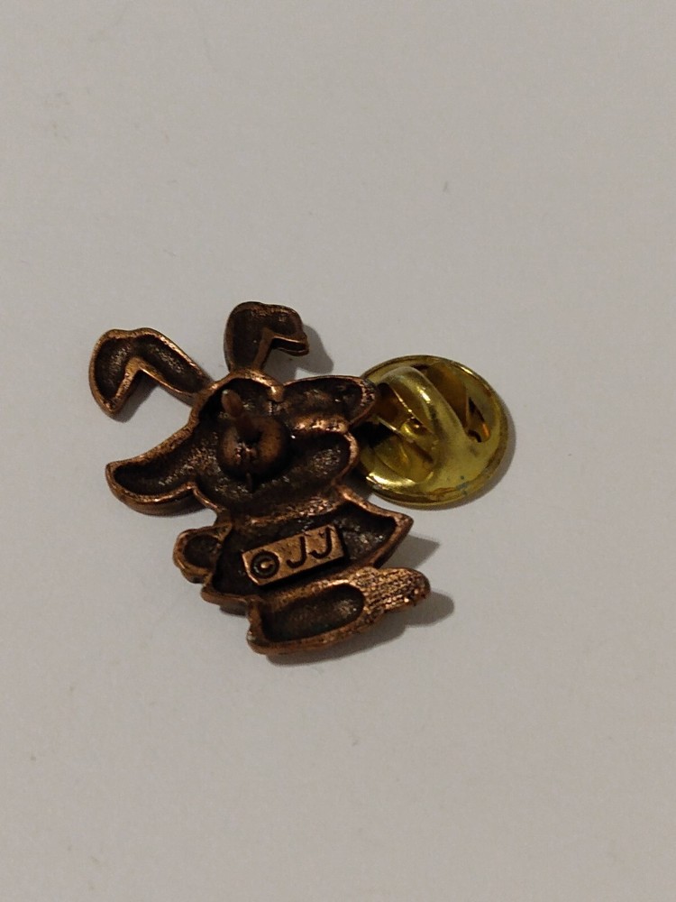 Bunny Rabbit Floppy Ears Bronze Toned JJ Lapel Pin