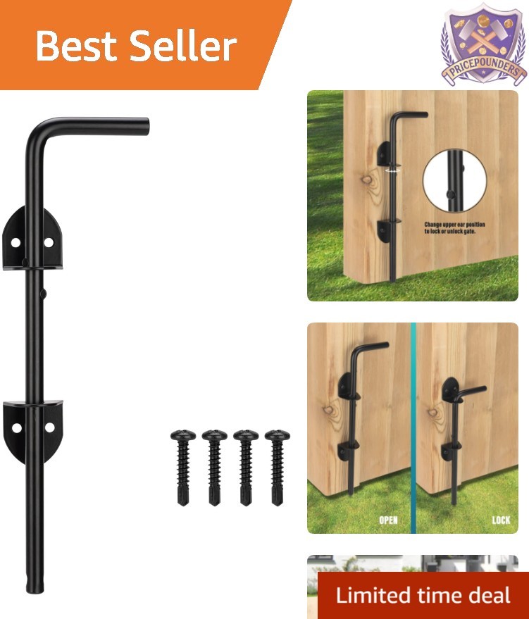 Durable 12" Cane Bolt Gate Latch - Effortless Security for Timber & Iron Gates