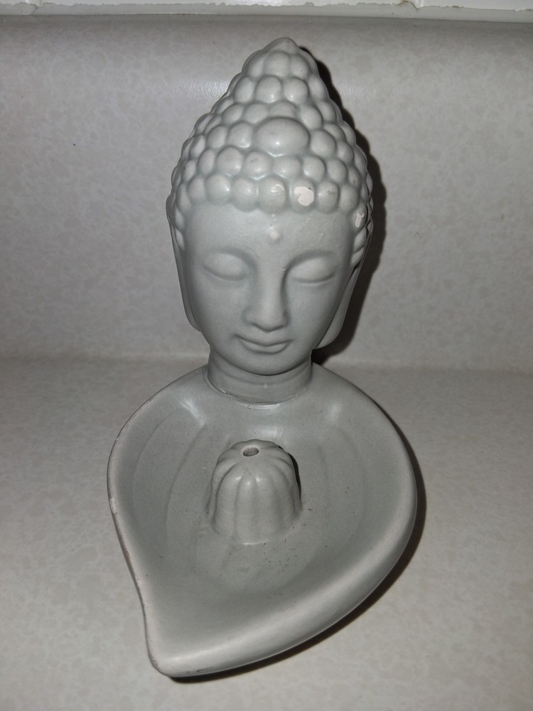 USA Ceramic Incense Holder Small Meditation Burner 4.4” Light Gray