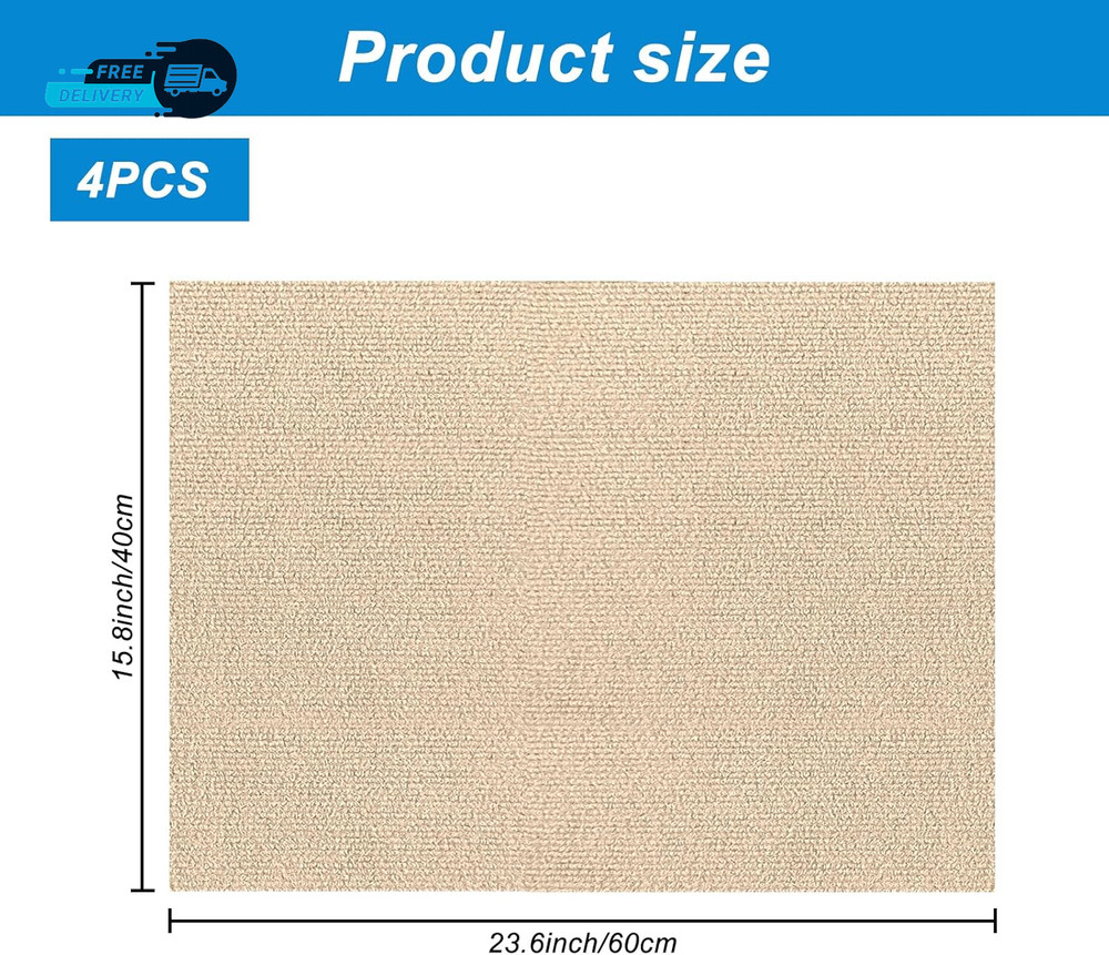 4 Pack Cat Scratch Mats 24”X16”, Self-Adhesive Trimmable Cat Scratching