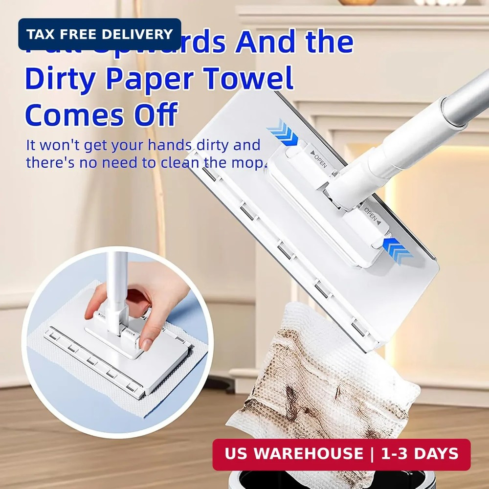 KZKR Snap Grip Mini Mop, No-Touch Disposable Lazy Mop, Easy Mopping Flat Dust Mo