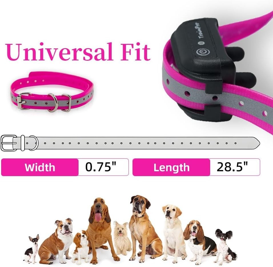 Universal 27.5" Adjustable Pink Reflective Dog Training Collar Replacement Strap