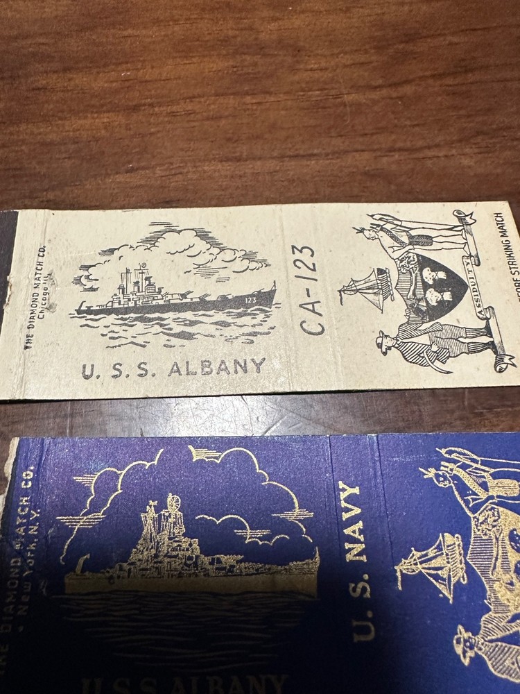3 WW2 USS Albany Matchbook Covers