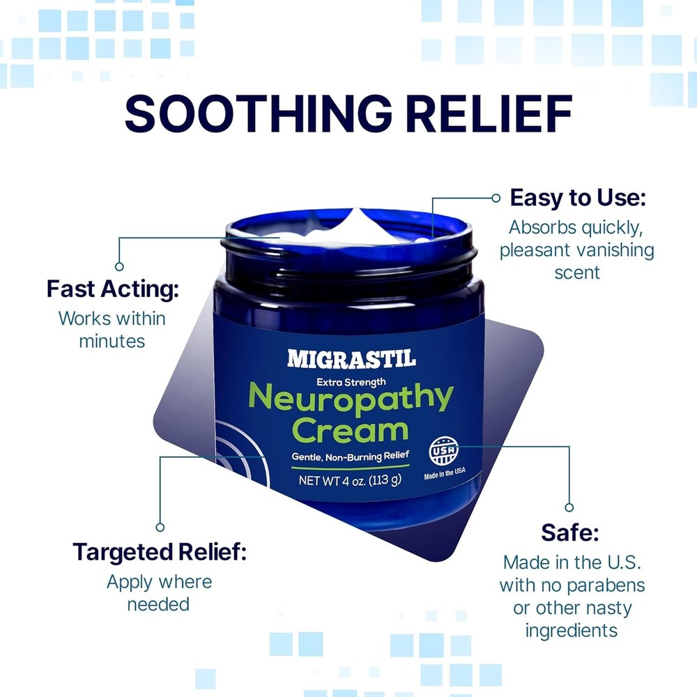 Basic Vigor Migrastil Neuropathy Relief Cream Extra Strength for Feet, Legs,...