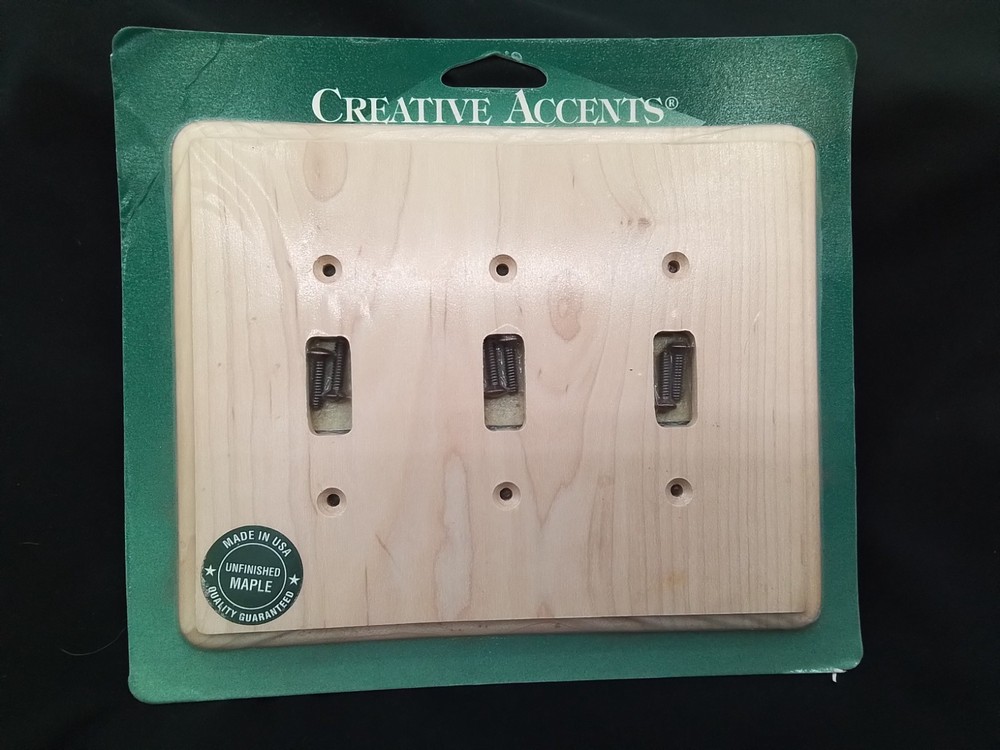 3 TOGGLE LIGHT SWITCH OUTLET UNFINISHED MAPLE WALLPLATE NEW JACKSON DEERFIELD