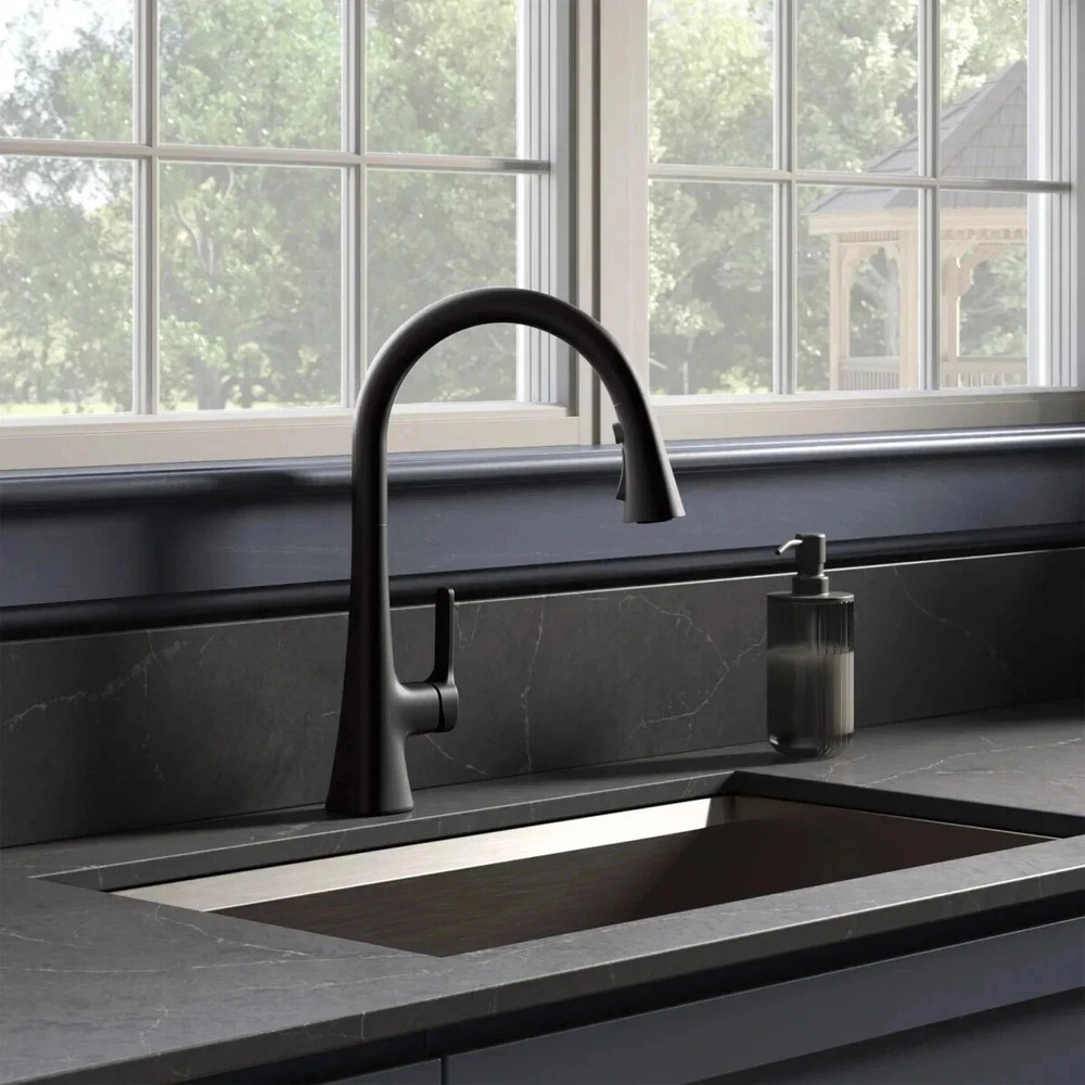 Kohler R33912-BL Guild Pull-down Kitchen Sink Faucet Matte Black
