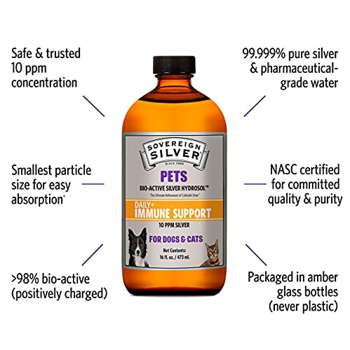 Sovereign Silver Bio-Active Silver Hydrosol for Pets Immune Support, 16 oz.