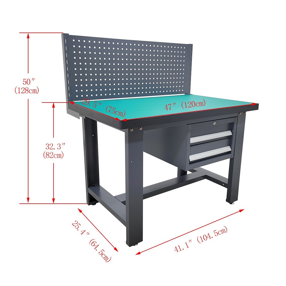 47*29.5in Assembly Line Work Table Industrial Workbench Anti-static 2 Drawers 1T