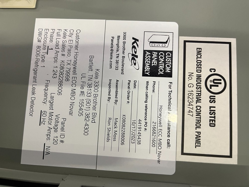 Novar Refrigerant Leak Detector Alarm Panel