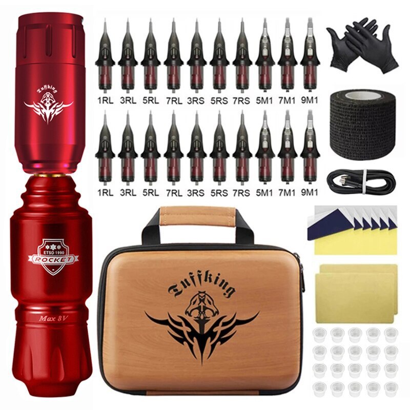 Rocket Tattoo Machine Pen Kit Wireless Tattoo Power Supply RCA Interface Rotary