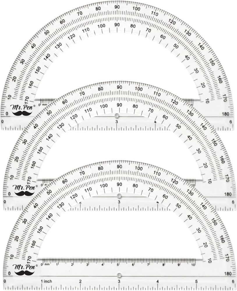 6-Inch Clear Plastic Protractor 3 Pack for Geometry - Precision Measuring Tool