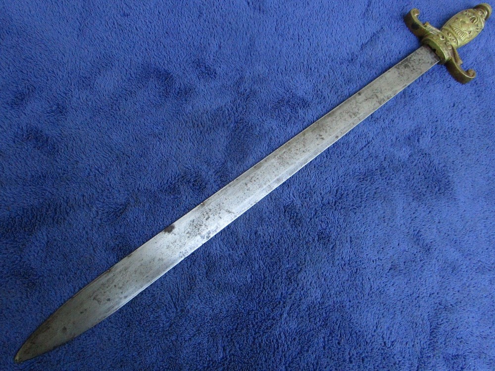 ORIGINAL ANTIQUE US BRASS HANDLE SIDEARM FRATERNAL SHORT SWORD