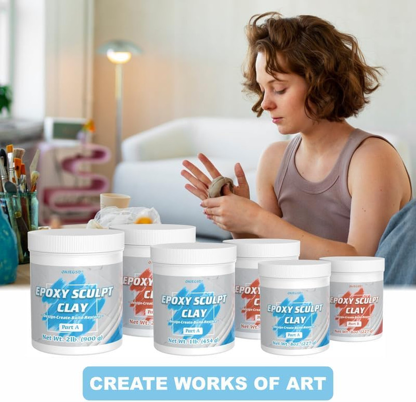 1 Pound White Epoxy Putty Sculpt Clay, 2 Part (A & B) Modeling Compound for Scul