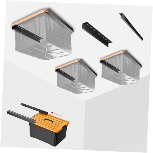 Overhead Garage Storage Rack, Adjustable Ceiling Mounted Garage Organizer, 4pcs