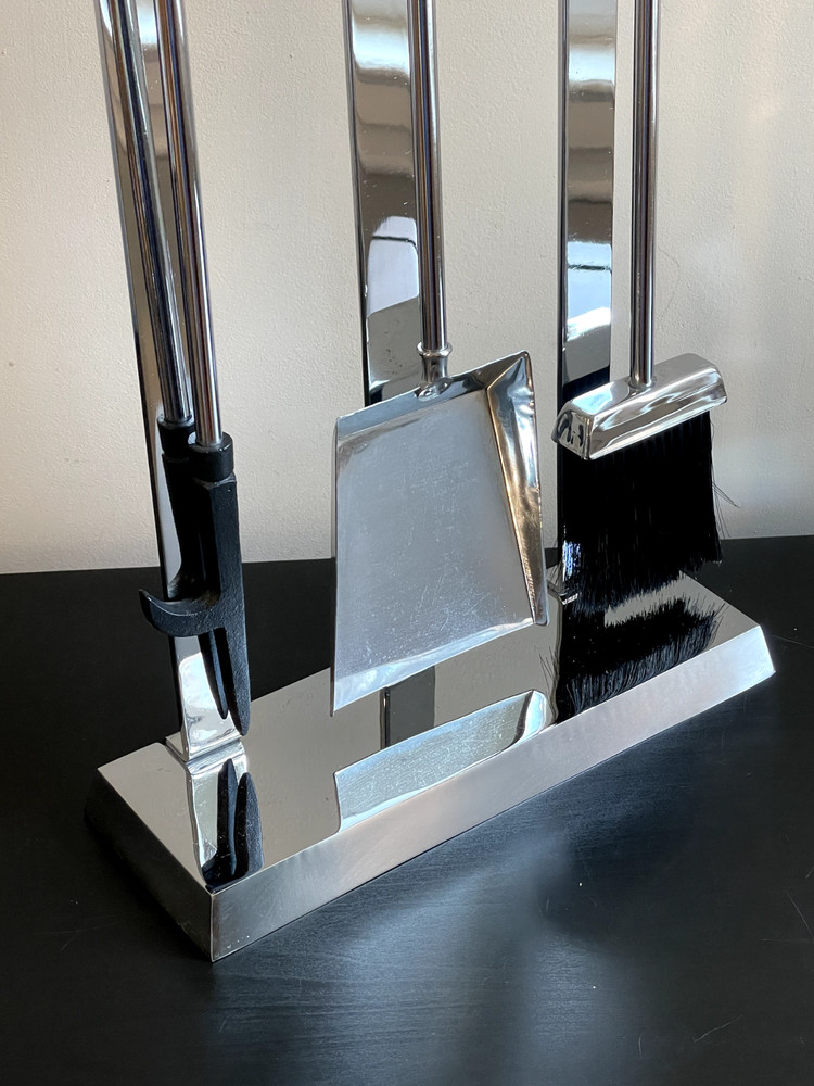 Alessandro Albrizzi FIREPLACE SET TOOLS Lucite Chrome Space Age Modern Chic