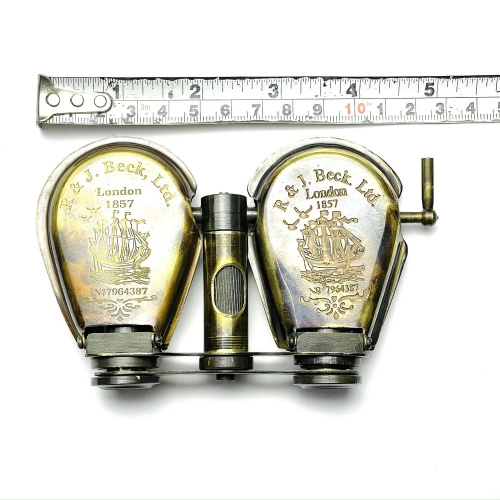 Brass Binocular With Leather Case | R&J Beck Marine London Folding Nautical