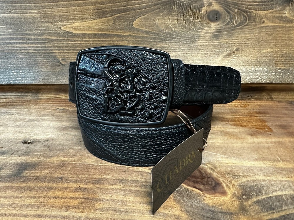 Cuadra Men’s Belt Caiman Belly Black -281