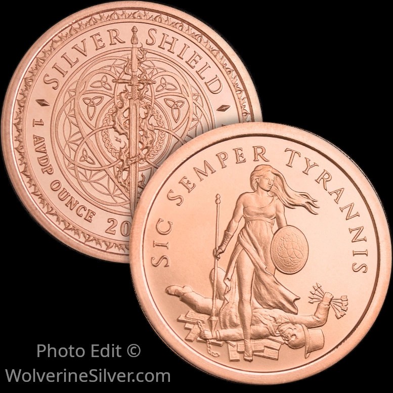 1 Oz. Solid .999 Fine Copper Round - "Sic Semper Tyrannis" - Golden State Mint