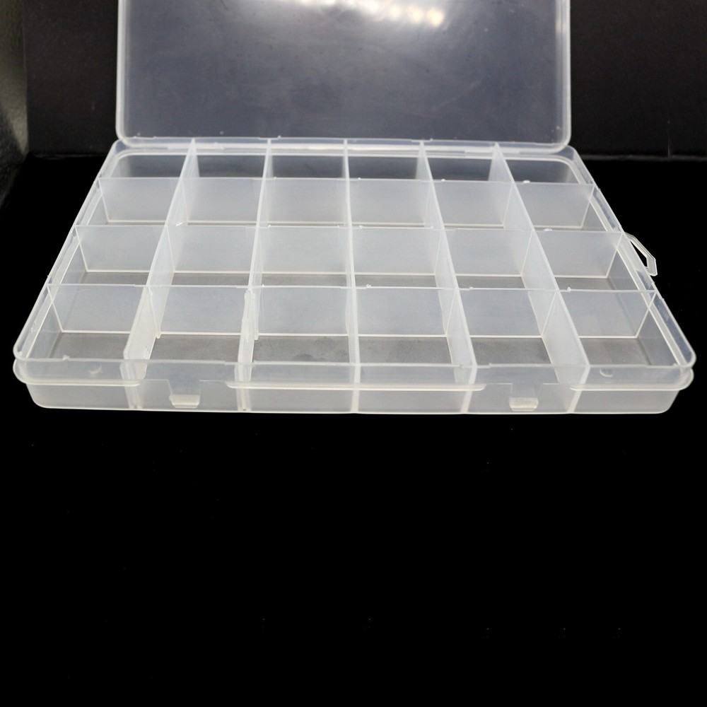 Clear Plastic Organizer Box Case 24 Grids Jewelry Storage Container 7.5"