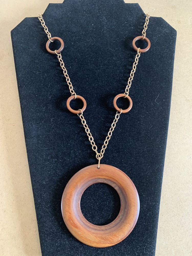 Vintage wood and copper necklace