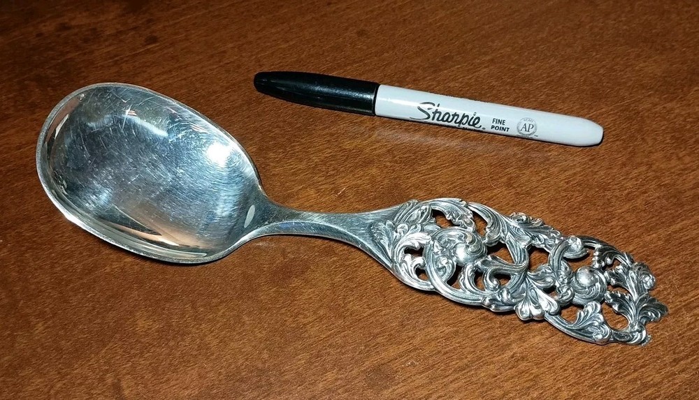 R. Elvesaeter Ornate Serving Spoon 1825 9" .830 Silver