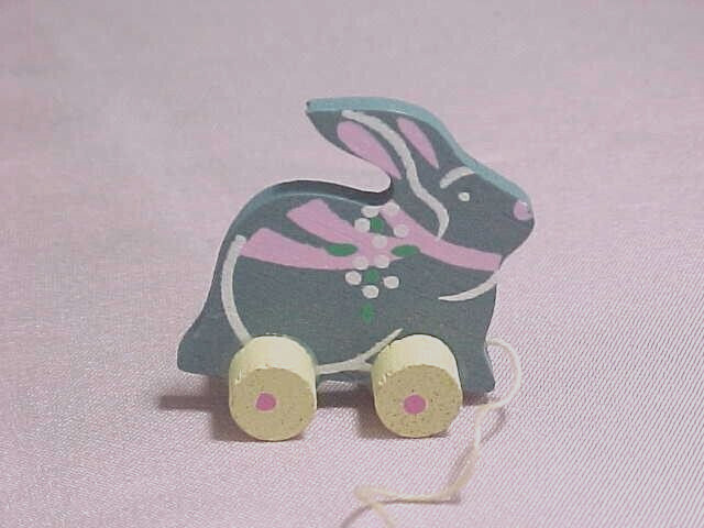Miniature Pull Toy Wood Rabbit