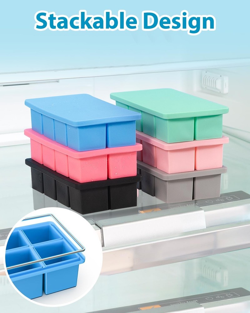 2 Pack 2 Inch Large Ice Cube Tray Silicone Ice Cube Molds for Cocktail