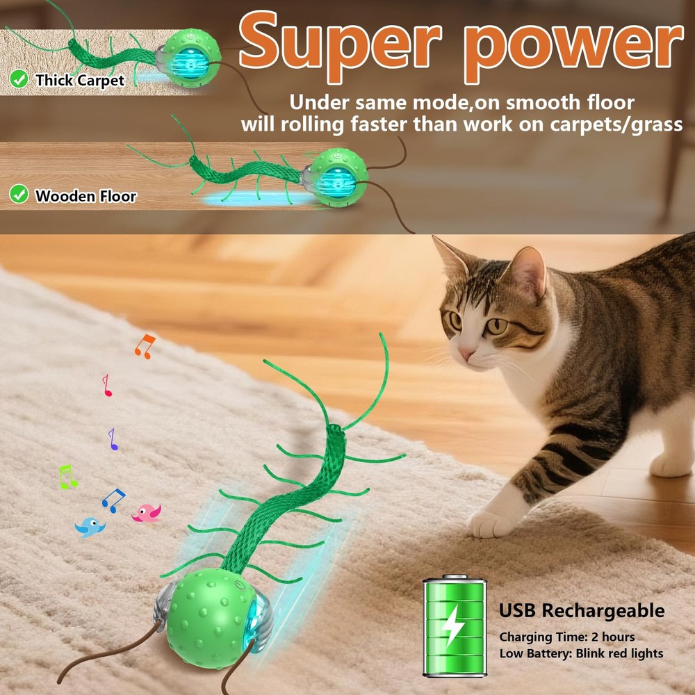 Interactive Cat Toys for Bored Cats, with Chirping, Centipede Motion Wake-up ...