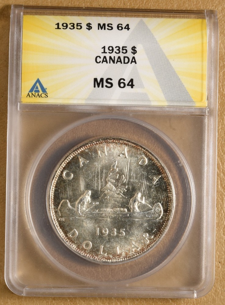 1935 Canada Silver Dollar ANACS MS64