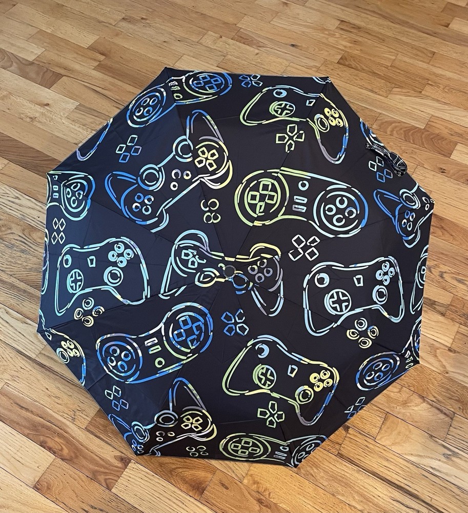 Sletend Gaming Gamepad Pattern Portable Folding Windproof Automatic Umbrella