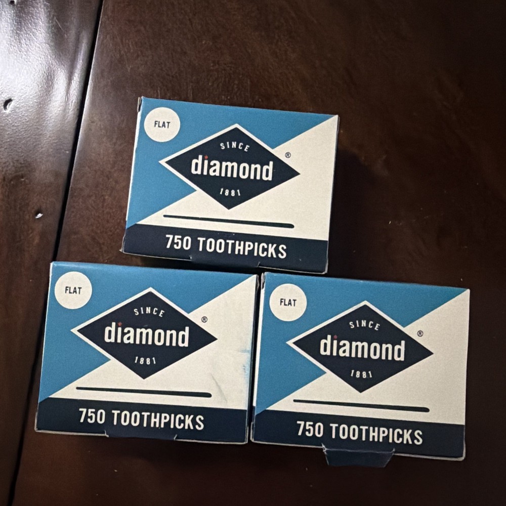 Diamond Flat Toothpicks 750ct, 3 Pack