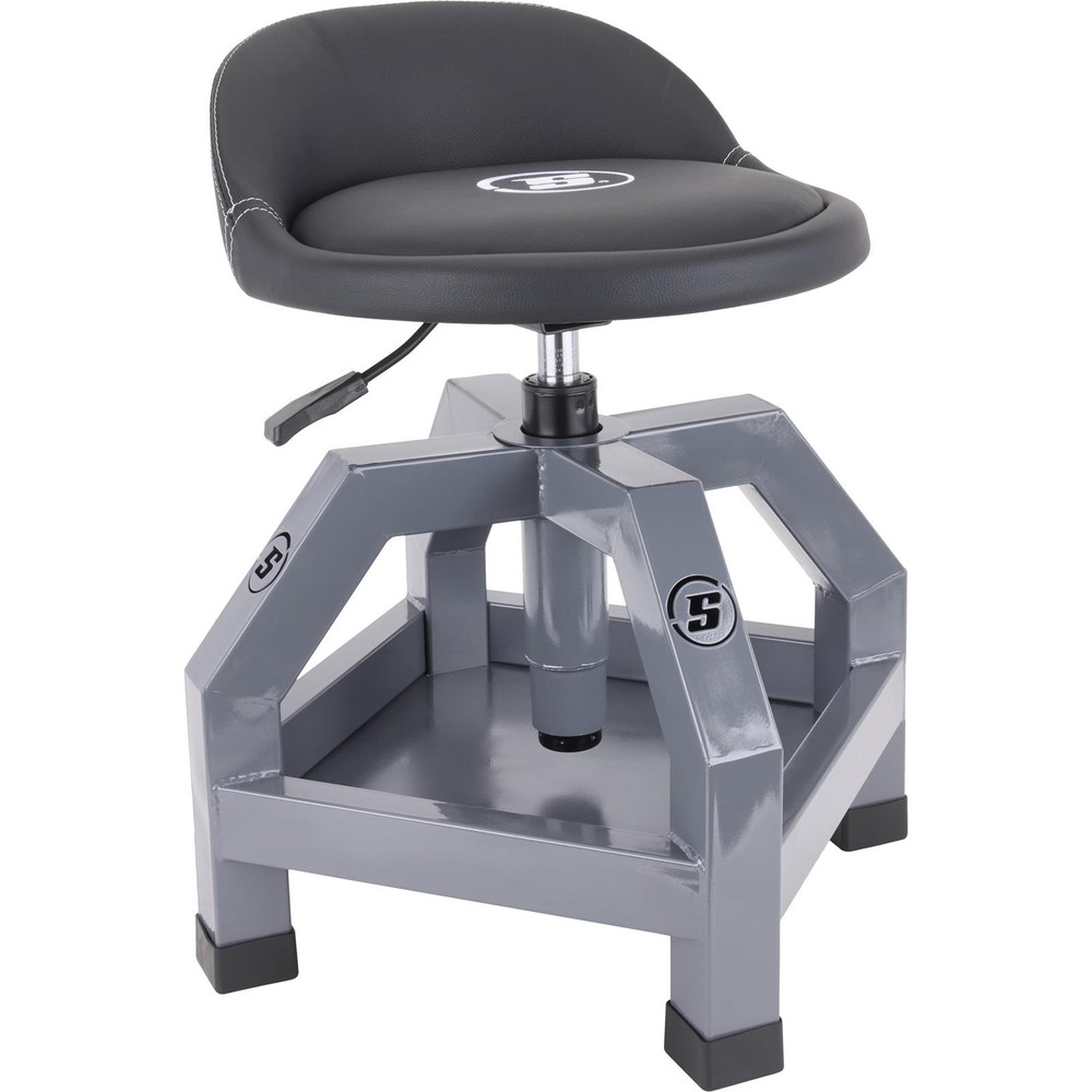 Heavy Duty Adjustable Height Rolling Shop Stool With Tool Tray