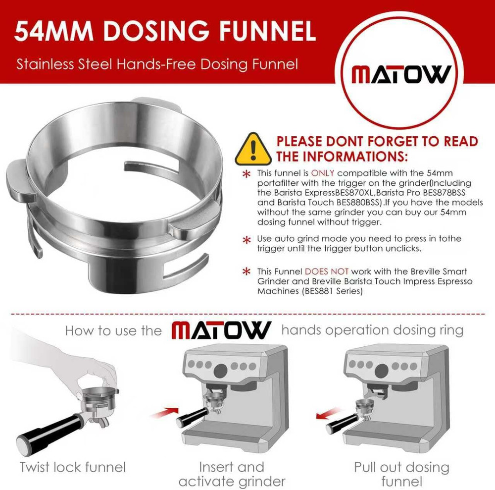 Hands-Free Dosing Funnel, 54Mm Dosing Funnel with Grinder Trigger Compatible wi