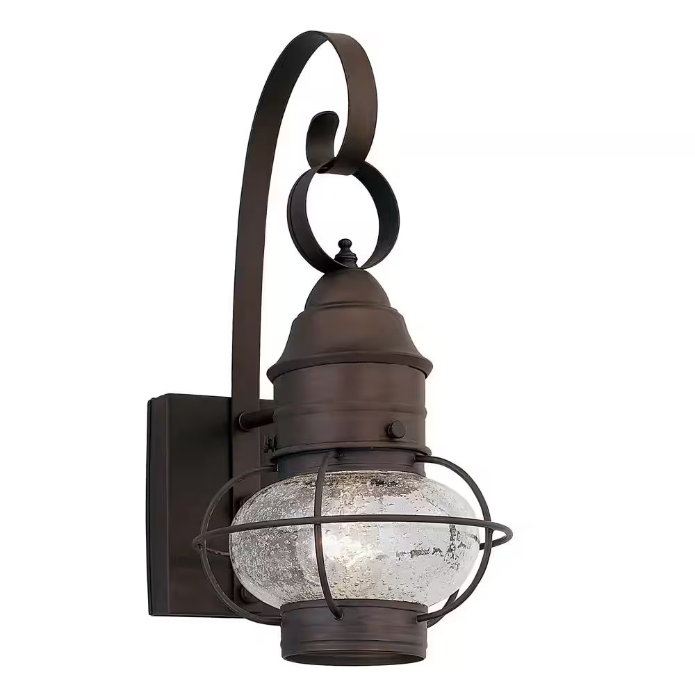 Nantucket Rustique 1-Light Outdoor Line Voltage Hardwired Porch Light Wall Sconc