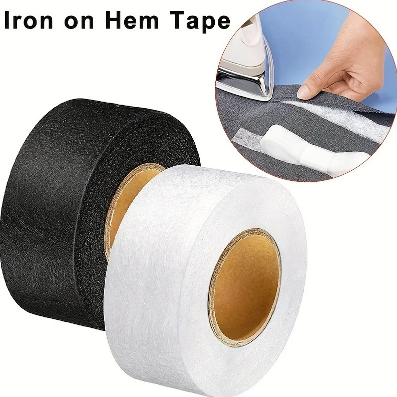 2 Rolls Double-Sided Iron-On Hem Tape Fabric Interlining Adhesive