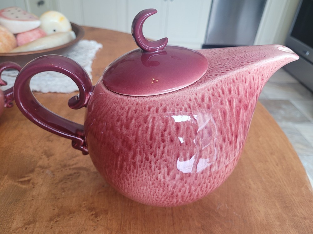 Mid Century Hull Maroon Tea Set. Beautiful!